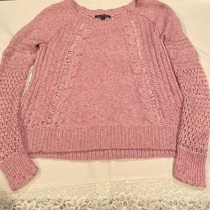 American Eagle Cable Knit Pink/Lilac Sweater back with larger Knit..see through